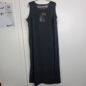 Vintage 90s Maxi Dress Womens 18 Sleeveless Split Hem Boho Hippie Phoebe Grunge